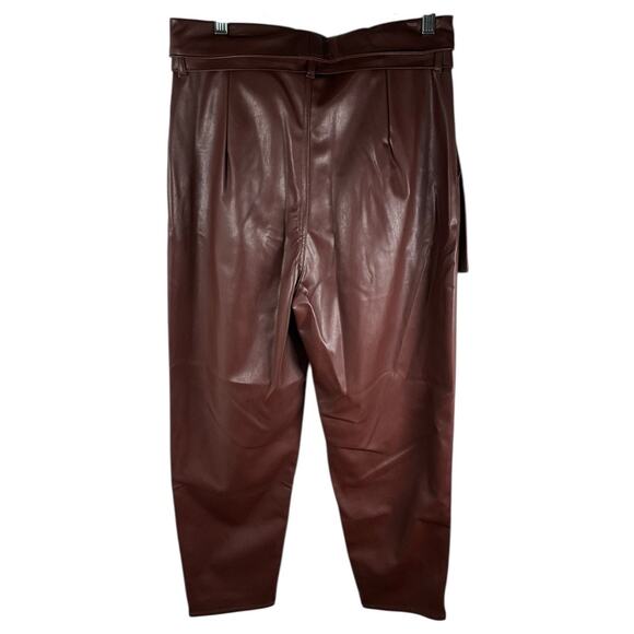 Open Edit Brown Faux Leather Pants Size M New Without Tag Soft Lined Trousers - Picture 4 of 12